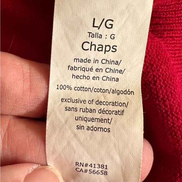 Chaps V Neck Sleeveless Lightweight Red Sweater Mens Large Navy Chest Emblem - Picture 8 of 9